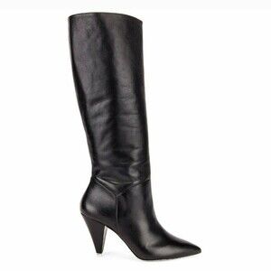 Black Suede Studio Karla Leather Kitten Heel Boots Pointy Toe Size 8 Black